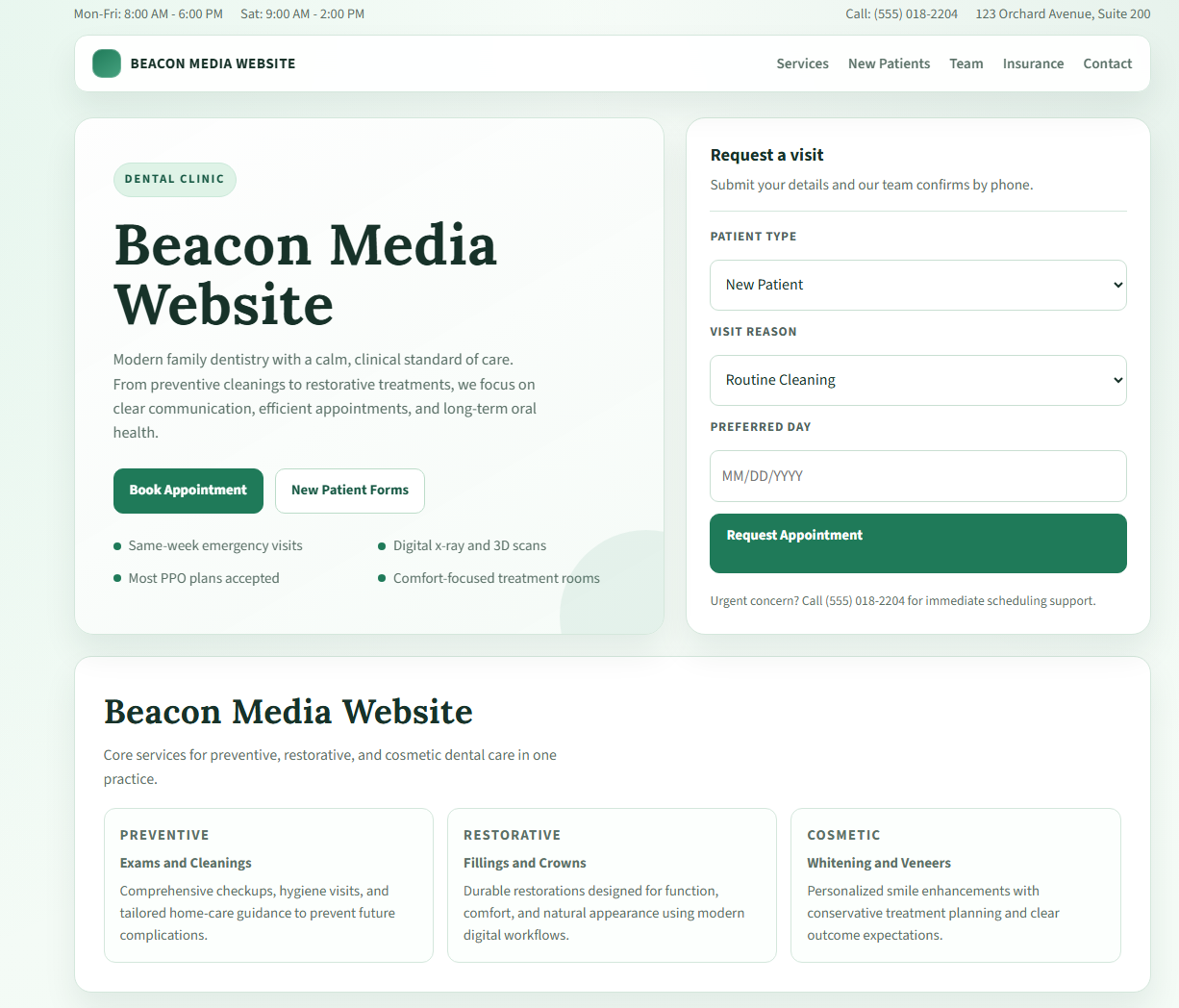 Fitness studio website landing page preview